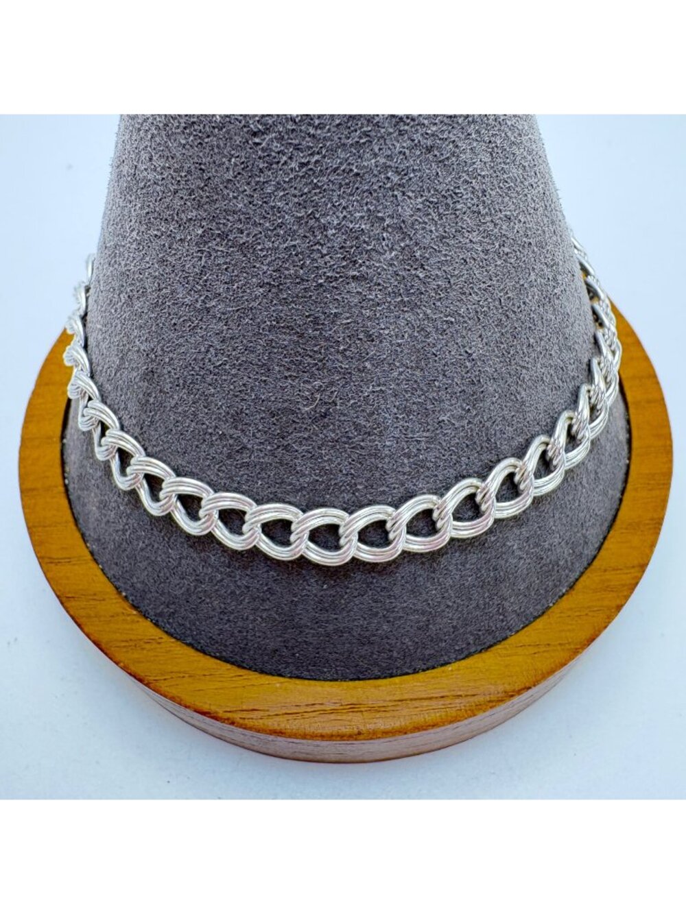 Double Link Sterling Silver 925 Chain Bracelet Lobster Clasp Size 8" Length